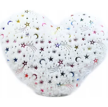 Polštář BÍLÉ CHLUPATÉ PLYŠOVÉ SRDCE POLŠTÁŘ DÁREK NA VALENTÝNA SRDÍČKO