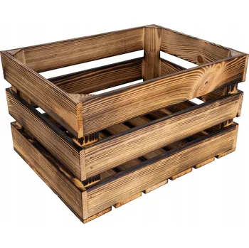 Úložný box Dřevěná krabice s opálenými prkny, krabička na hračky, 40x30x23 cm