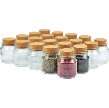 Sklenice Skleněná zavařovací sklenice Pojemnikowo 205 ml s přírodním korkovým uzávěrem na svíčky, čirá