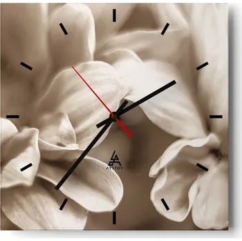 Hodiny Velké nástěnné hodiny na zeď 40x40 Květiny Skleněné hodiny Čtvercové Tiché