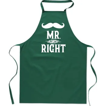 Kuchyňská zástěra Kuchyňská zástěra zelená, VALENTÝNSKÝ svatba dárek MR RIGHT, pánská FA_448_z