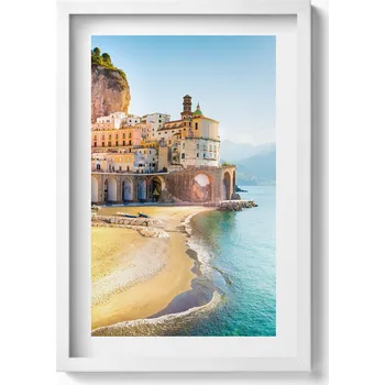 Obraz Dekorativní obraz v rámu do obýváku Pobřeží s pláží a mořem Itálie 40x60 cm