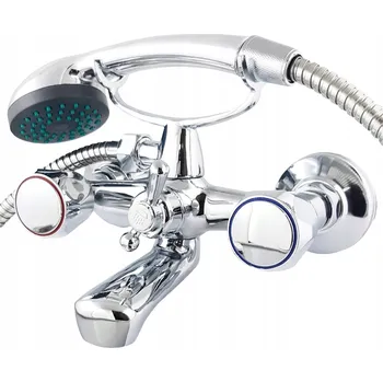 Vodovodní baterie Dvoukohoutková nástěnná vanová baterie Maibang RETRO stříbrná