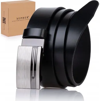 Opasek Kožený opasek pánský Sepher černý 105 cm automatická přezka