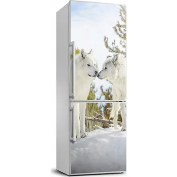 Fototapeta Samolepicí samolepící na ledničku Dva bílí vlci
