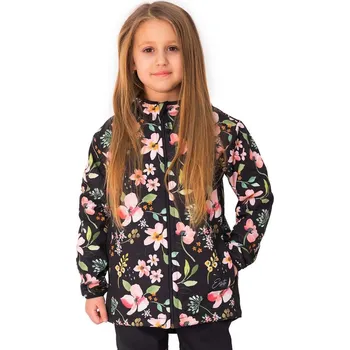 Dívčí bunda Esito (ušito v ČR) Dívčí jarní/podzimní softshellová bunda Esito s fleecem duo spring květy