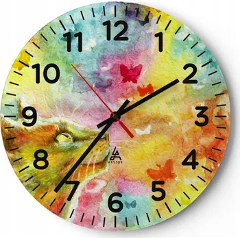 Hodiny Kuchyňské nástěnné hodiny 30x30 Zvířata Moderní skleněné hodiny Obývací pokoj Tiché