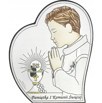 Obraz Stříbrný obrázek k prvnímu svatému přijímání - památka na první přijímání, 6x7 cm