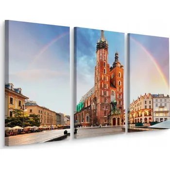 Obraz Obraz ze 3 dílů Krakov Bazilika Duha 3D 120x80