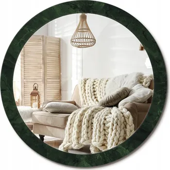 Zrcadlo Zrcadlo s potiskem do koupelny, kuchyně, předsíně, zelený mramor, průměr 90 cm