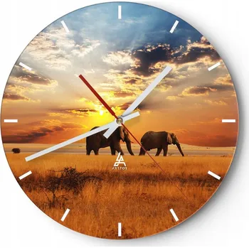 Hodiny Nástěnné hodiny do kuchyně 30x30 Zvířata Skleněné hodiny do obýváku Tiché