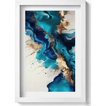 Obraz Dekorativní nástěnný obraz v bílém rámu do obýváku - Tekutá abstrakce 20x30 cm