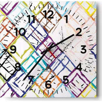 Hodiny Kuchyňské nástěnné hodiny 30x30 Abstrakce Skleněné hodiny do obýváku Moderní Tiché