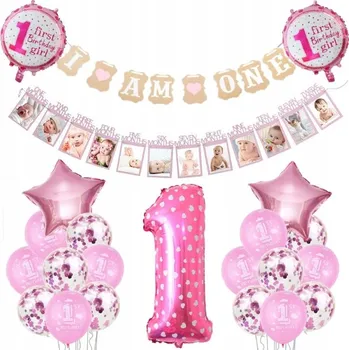 Balónek SADA BALÓNKŮ ROČEK RŮŽOVÁ 24 DÍLY GIRLANDA