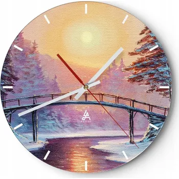 Hodiny Nástěnné hodiny do kuchyně 30x30 Krajina Skleněné hodiny do obýváku Tiché