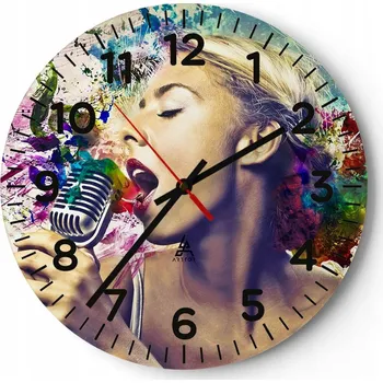 Hodiny Nástěnné hodiny do kuchyně 30x30 Žena Skleněné hodiny do obýváku Loft Tiché