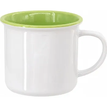 Světle zelený keramický hrnek s barevným vnitřkem imitující smalt