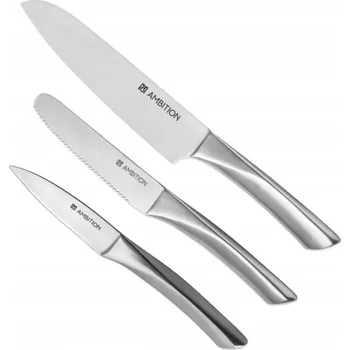 SADA KOVANÝCH OCELOVÝCH NOŽŮ AMBITION ŠÉFA KUCHYNĚ NOŽE nůž SADA 3 ks chrom
