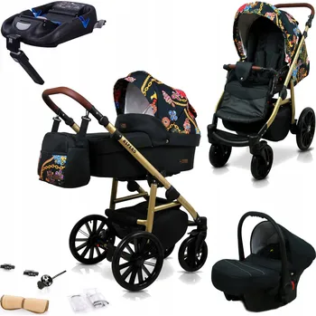 Kočárek Dětský kočárek 4v1 BabyLux Aspero: sportovní kočárek, hluboká korba, autosedačka, základna ISOFIX