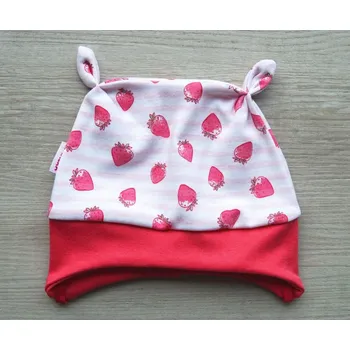 Kojenecká čepice AMÁLKA Bavlněná čepička, jahůdka Velikost: 80-86