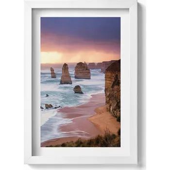 Obraz Elegantní obraz v bílém rámu Krajina přímořského útesu 20x30 cm