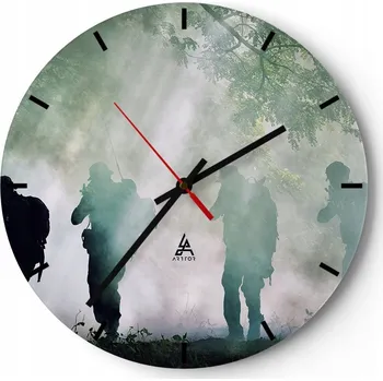 Hodiny Velké nástěnné hodiny 40x40 Voják Skleněné hodiny Kulatý Tiché