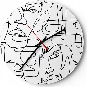 Hodiny Nástěnné hodiny do kuchyně 30x30 Obličeje Skleněné hodiny do obýváku Loft Tiché