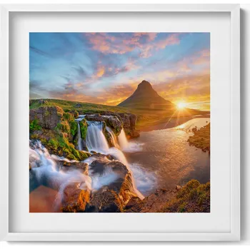 Obraz Dekorativní obraz v rámu do obýváku Krajina přírody při západu slunce 50x50 cm