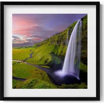 Obraz Dekorativní obraz v rámu na zeď do obýváku Krajina s potokem a vodopádem 50x50 cm