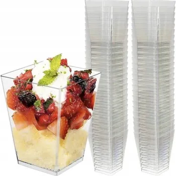 Jednorázové nádobí Hranaté kelímky na dezerty 200 Ml 50 Ks