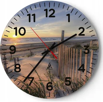 Hodiny Velké nástěnné hodiny na zeď 40x40 Slunce Výhled Skleněné hodiny Tiché