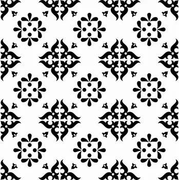 Samolepící dekorace Samolepka na obklady do kuchyně a koupelny, černo-bílé květy, 10x10 cm