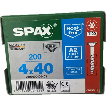 Vrut Spax Nerezový vrut A2 4,0x40 mm, 200 ks