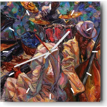 Hodiny Velké nástěnné hodiny na zeď 40x40 Hudba Skleněné hodiny Čtvercové Tiché