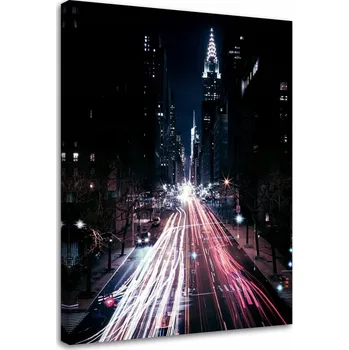 Obraz Obraz na plátně, osvětlená ulice města 60x90