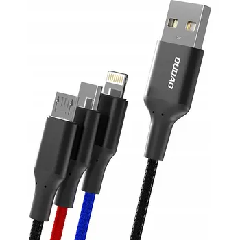 Datový kabel Kabel Dudao USB - USB typ C / microUSB / Lightning 0,38 m, vícebarevný