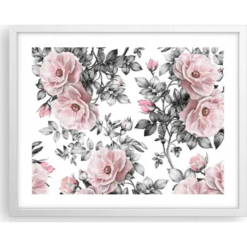 Obraz Obraz plakát na zeď v bílém rámu 50x40 květy foto plakáty do obýváku