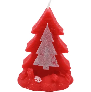 Vánoční dekorace VÁNOČNÍ STROMEK SVÍČKA DEKORATIVNÍ 9 CM ČERVENÁ ZELENÁ