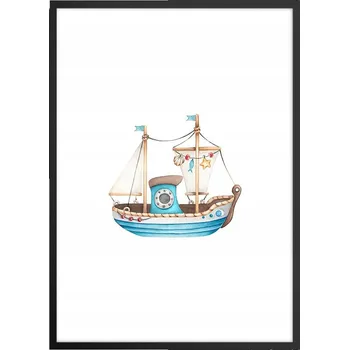 Obraz Plakát v černém rámu do obývacího pokoje ložnice 50x70 loď – moderní obraz