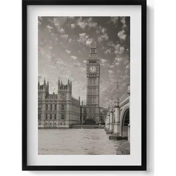 Obraz Dekorativní nástěnný obraz v rámu s grafikou Londýna, Anglie, Big Ben, 50x70 cm