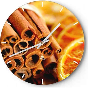 Hodiny Nástěnné hodiny do kuchyně 30x30 Pomeranč Skleněné hodiny do obýváku Tiché