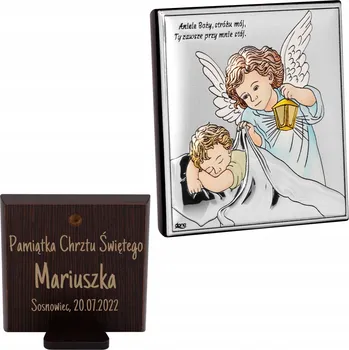 Obraz Stříbrný obrázek Andílek Dárek Křest GRAVÍROVÁNÍ