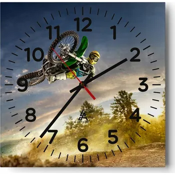 Hodiny Nástěnné hodiny do obýváku 40x40 Sport Bezhlučné hodiny na skle Stylové Tiché