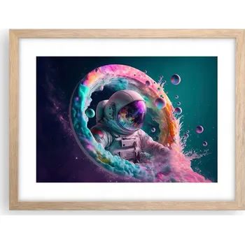 Obraz Obraz plakát v rámu světlý dub do obýváku 40x30 astronaut foto na zeď