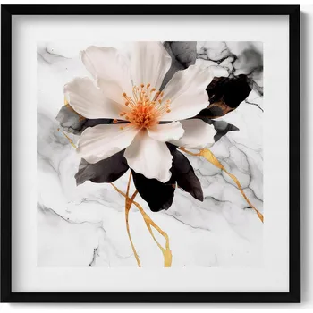 Obraz Dekorativní obraz v rámu do obýváku Kompozice mramoru s květinami 50x50 cm