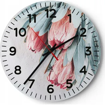 Hodiny Kuchyňské nástěnné hodiny 30x30 Květina Moderní skleněné hodiny do obýváku Tiché