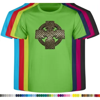 Pánské tričko panske-levne-bavlnene-tricko-potisk-keltsky-kruhovy-kriz Barva: Lime - limetková, velikost: M