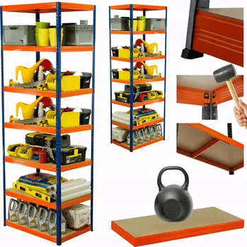 Dílenský regál Kovový regál skladový stojan HELIOS 270x75x30cm 7 polic x 175kg ROBUSTNÍ VYSOKÝ