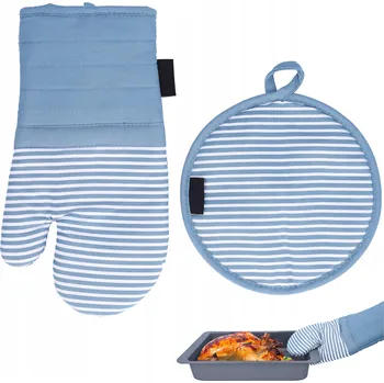 Chňapka Rukavice 18x34 + chňapka Ø21 cm modrá, ochranná, protiskluzová