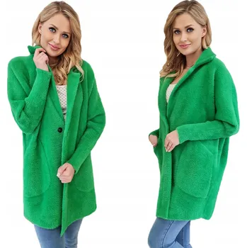 Dámský kabát Soprato dámský kabát zelený oversize bez kapuce 7108 přechodný kabát podzimní/zimní PREMIUM univerzální velikost